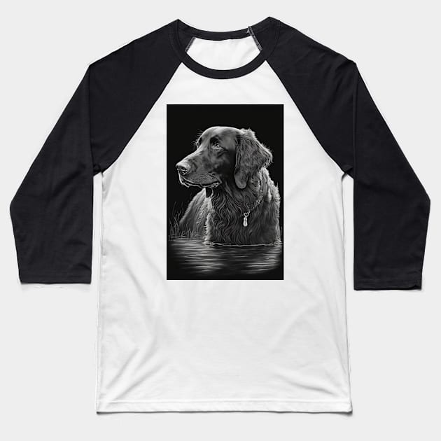 Flatcoated Retriever black and white Baseball T-Shirt by TheMadSwede